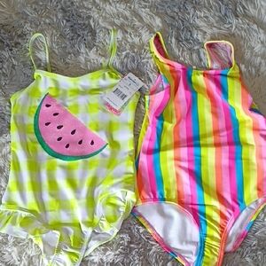 Vibrant Watermelon and Striped Kids Swimwear